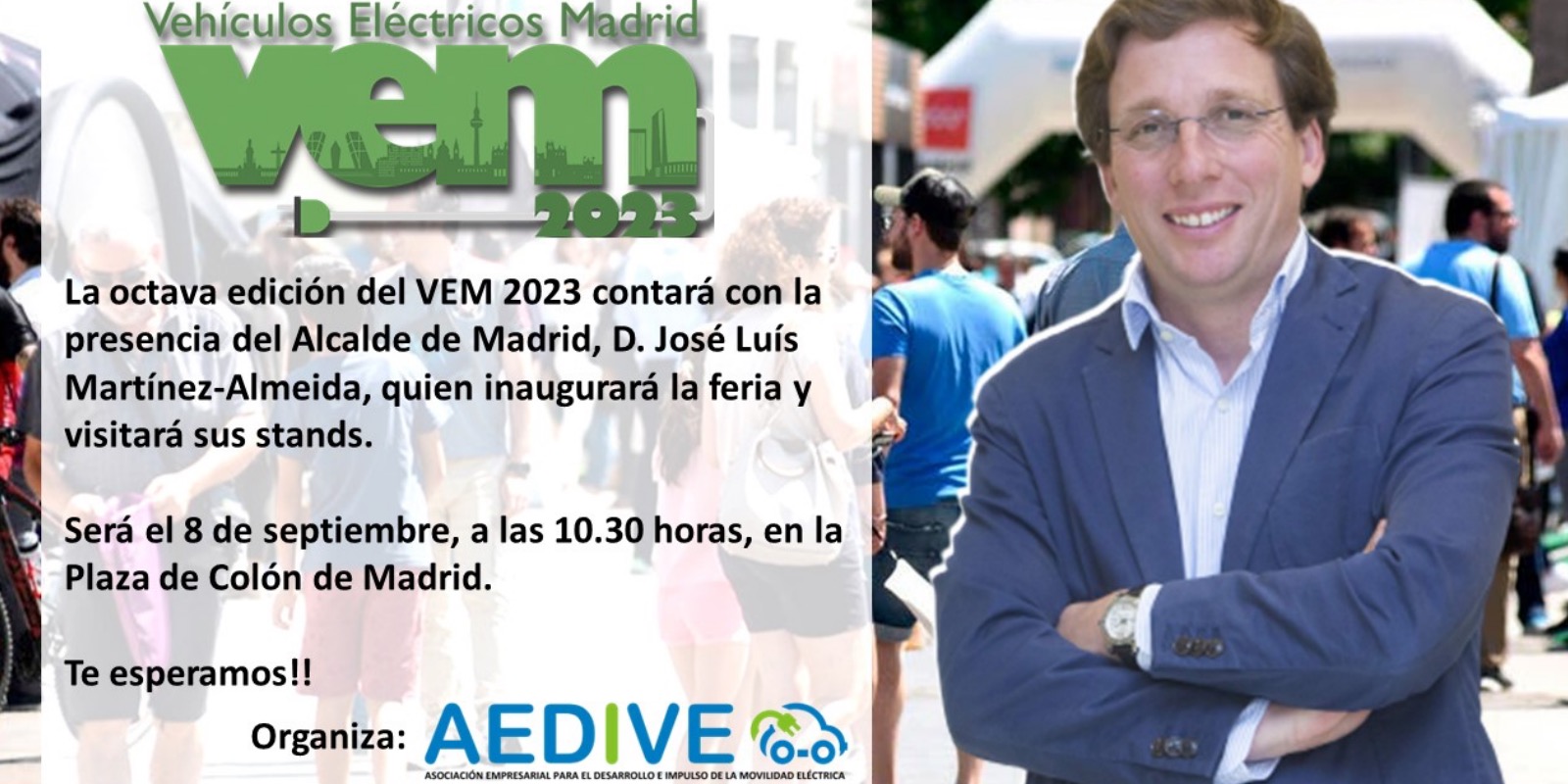 El alcalde de Madrid inaugurará la octava edición de la feria VEM de Movilidad Eléctrica